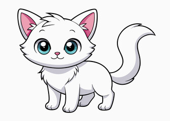Cute Cartoon White Kittens isolated on a white background