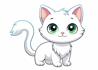 Cute Cartoon White Kittens isolated on a white background
