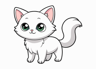 Cute Cartoon White Kittens isolated on a white background