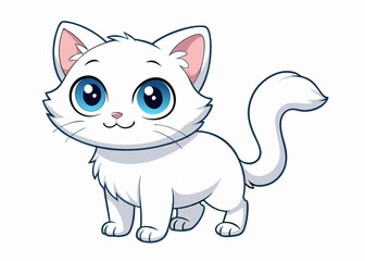 Cute Cartoon White Kittens isolated on a white background