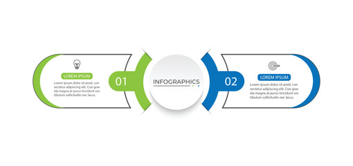 Vector infographic thin line design with marketing icons. Business concept with 2 options, steps or processes.