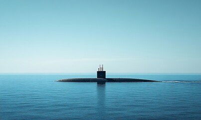 Fototapeta premium Submarine on the Calm Waters of the Ocean