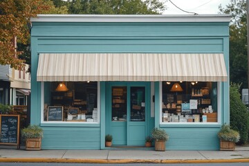 The exterior facade of a generic small business, Generative AI