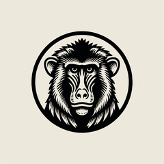 Baboon. Vintage engraving emblem, logo, print. simple black vector illustration, cut out