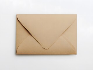 Elegant Beige Envelope on Minimalist White Background for Mailing Correspondence