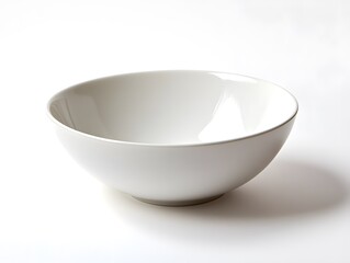 Empty Minimalist White Ceramic Bowl on Plain Background