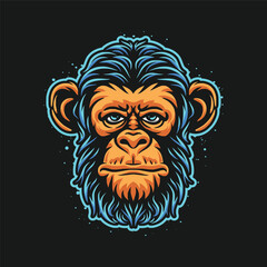 Colorful monkey head logo illustration, monkey logo gaming vector