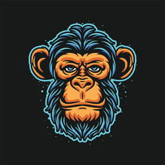 Obraz premium Colorful monkey head logo illustration, monkey logo gaming vector