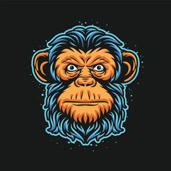 Colorful monkey head logo illustration, monkey logo gaming vector
