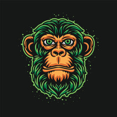 Colorful monkey head logo illustration, monkey logo gaming vector