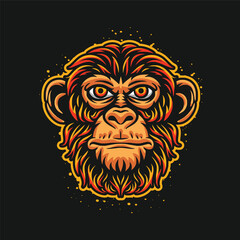 Colorful monkey head logo illustration, monkey logo gaming vector