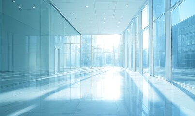 White clean glass working office interior image background, Generative AI