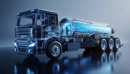Eco-Friendly Commercial Vehicle With Fuel Cell Hydrogen Truck Engine: A Sustainable Solution For Transportation Industry Powered By Clean Energy.