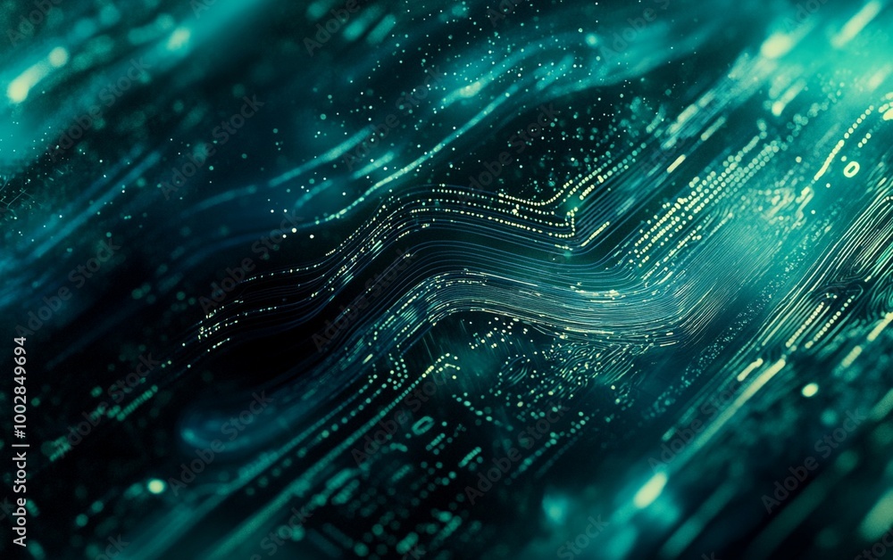 Poster modern sci-fi data flow pattern