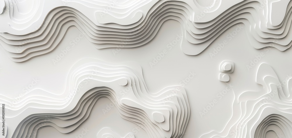 Poster Abstract layered white texture resembling waves. Clean design on a solid background, ideal for modern aesthetics or minimalistic compositions.