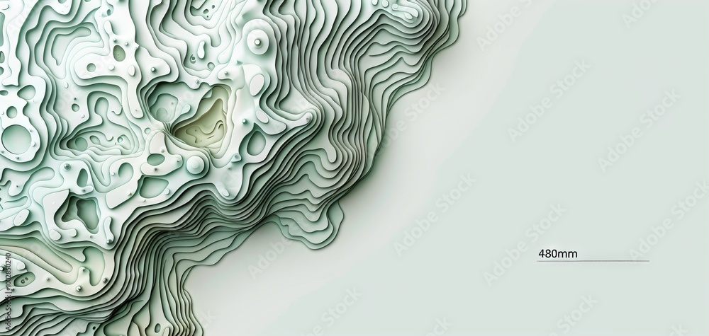 Poster Abstract green wavy lines create a unique pattern reminiscent of topographical maps, perfect for modern graphic design and backgrounds.
