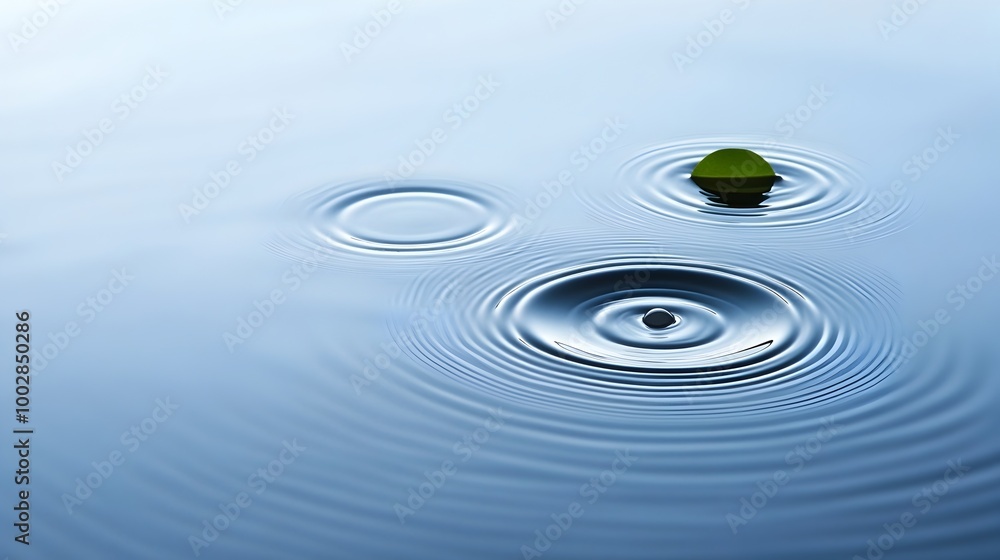 Aufkleber Ethereal water droplets creating captivating ripples across the surface of a tranquil pond symbolizing the subtle yet powerful influence of water and the calming