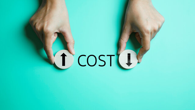 Quality increase and cost optimization for products or services to improve efficiency. Effective business and Risk, cost saving. Cost Management, Economy recession, low budget, Effective business.