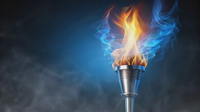 Metallic Torch with Orange and Blue Flames