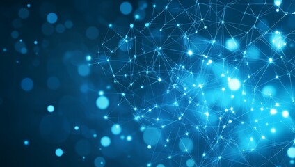 Abstract blue network with bokeh.