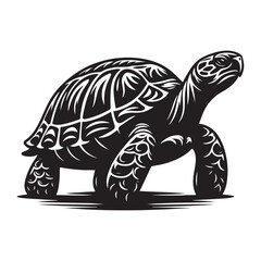 Fototapeta premium Turtle Silhouette, Stylish icon, template, background, tattoo. Print for t-shirt. Hand drawn vector illustration, Turtle black vector, isolated.Turtle Silhouette, Stylish icon, template, background, t