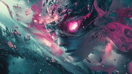 Mesmerizing Cosmic Energy of Swirling Celestial Nebula in Futuristic Digital Realm