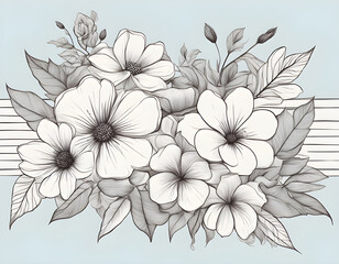 seamless Hand drawn flower bouquet lines flower background