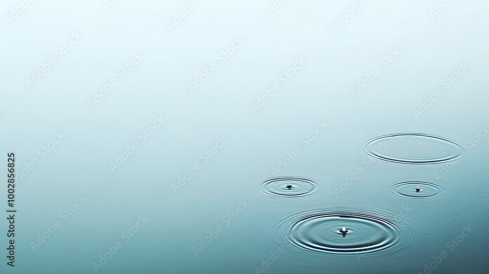 Poster Serene Ripples   Expanding Raindrops Create Mesmerizing Circular Patterns on Tranquil Lake Surface Showcasing the Gentle Power and Beauty of Nature s Elements