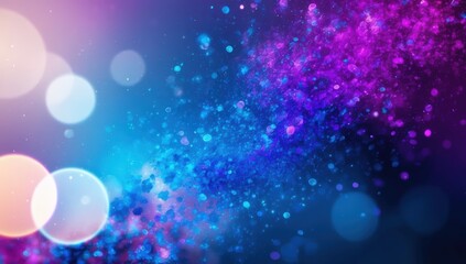Microscopic imagery of vibrant particles colliding in shades of blue and purple