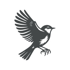 Cute bird silhouette illustration on a white background