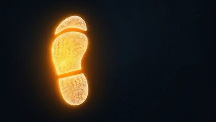 footprint illuminated on a dark backdrop with interconnected circuit lines,