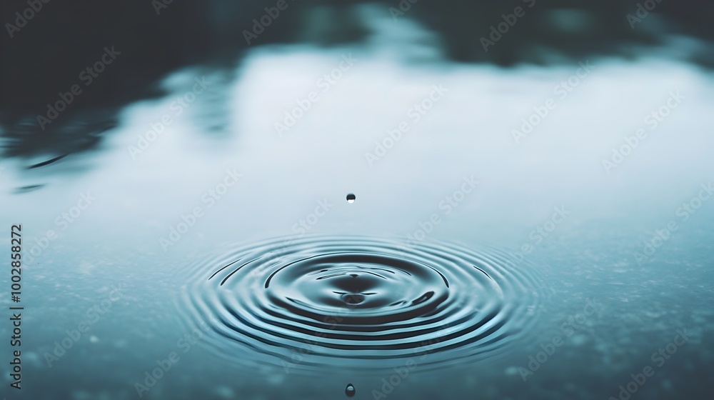 Aufkleber Soothing Ripples Forming Concentric Circles on the Serene Surface of a Calm Pond Symbolizing the Subtle Yet Powerful Influence of Water