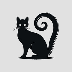 Cute cat silhouette illustration on white background