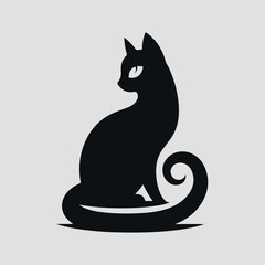 Cute cat silhouette illustration on white background