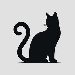 Cute cat silhouette illustration on white background