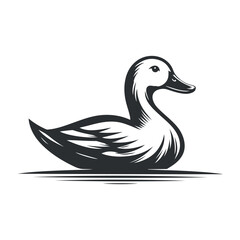 Cute duck silhouette illustration on white background