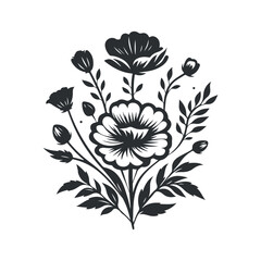 Abstract floral  silhouette illustration isolated on white background