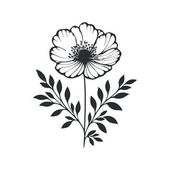 Abstract floral  silhouette illustration isolated on white background