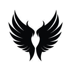 Black angel wings silhouette vector illustration