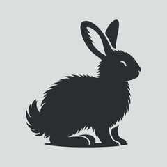 Cute rabbit silhouette illustration isolated on white background
