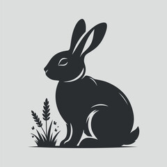 Cute rabbit silhouette illustration isolated on white background