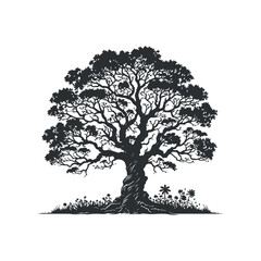Obraz premium Abstract tree silhouette illustration isolated on white background