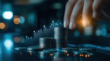 Merger acquisition integration concept. Merging of two stacks of coins into one in a close-up.