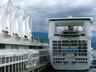 A Cruise ship docked in Vancouver, Canada port