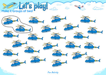 Make it groups of two fun logic game for kid activities air transport 3