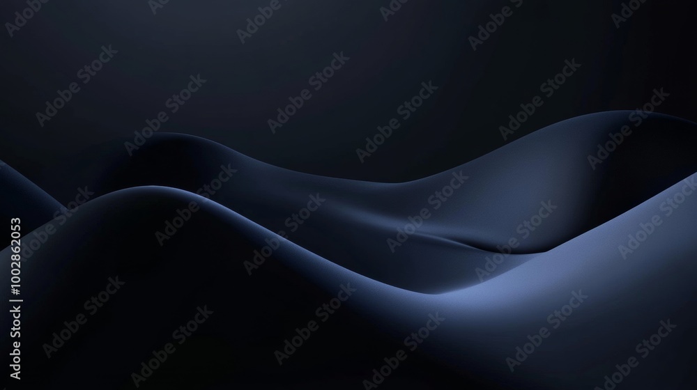 Poster abstract dark wave forms with smooth curves