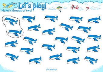 Make it groups of two fun logic game for kid activities air transport 19