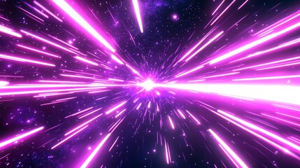 Naklejka premium Cosmic Glow Abstract 3D Render with Pink Lines and Stars, abstract, neon glow