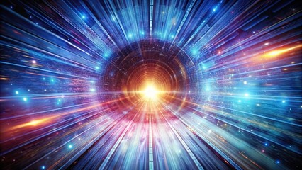 A high-speed tunnel through space showcasing cosmic wonders