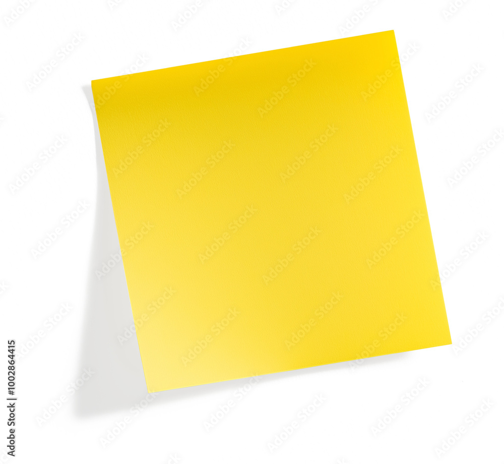 Wall mural yellow blank post it note with shadow on transparent background (png image)